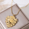Collier sautoir chaîne dorée avec pendentif cœur ex-voto