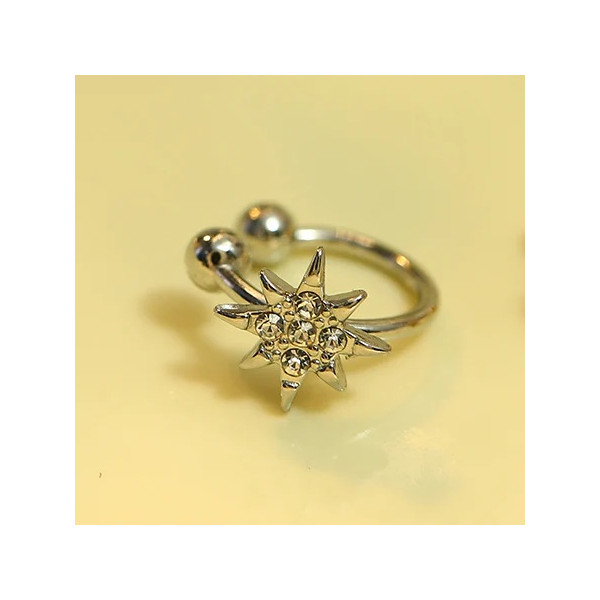 Bague d'oreille Argentée Earcuff Faux Percing Etoile avec Strass - 2