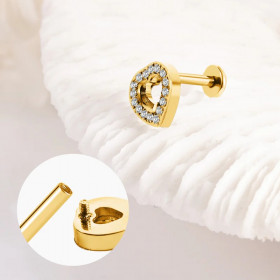 Piercing Cœur Doré Avec Strass en Acier Inoxydable - 1