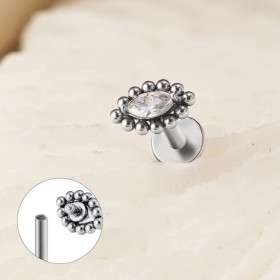 Piercing Goutte Fleur Argenté en Acier Inoxydable - 1