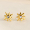 Boucles d'Oreilles Dorées Puces Soleils Avec Strass - 2