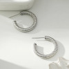 Boucles d'Oreilles Argentées Créoles Ouvertes Chenilles - 2