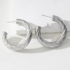 Boucles d'Oreilles Argentées Créoles Ouvertes Epaisses - 1