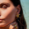 Boucles d'Oreilles Dorées Etoiles de Mer Brillantes - 1
