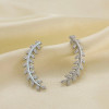 Boucles d'Oreilles Argentées Feuilles Lauriers Texturées Brillantes - 1