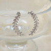 Boucles d'Oreilles Argentées Feuilles Lauriers Texturées Brillantes