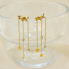 Boucles d'Oreilles Dorées Feuilles Avec Triple Chaînes Strass Et Papillons - 1