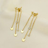 Boucles d'Oreilles Dorées Feuilles Avec Triple Chaînes Strass Et Papillons - 2