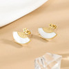 Boucles d'Oreilles Dorées Éventail Avec Nacre