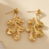 Boucles d'Oreilles Dorées Pendantes Feuilles - 1