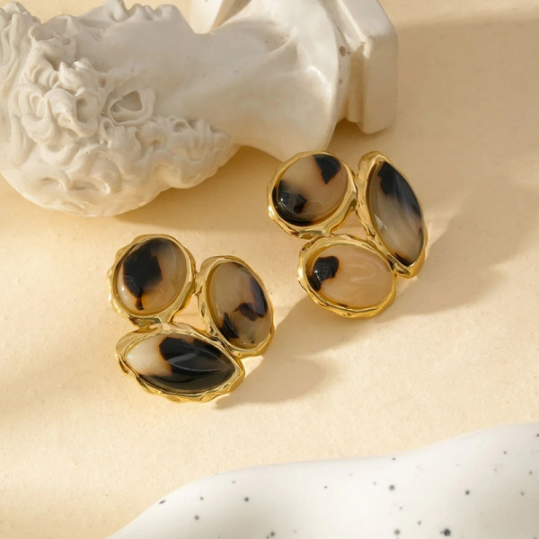 Boucles d'Oreilles Dorées Motif Animal Léopard - 2