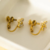 Boucles d'Oreilles à Clips Dorées Avec Motif Fleur Strass - 2