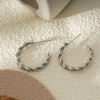 Boucles d'Oreilles Créoles Argentées Tressées - 2
