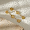 Boucles d'Oreilles Pendantes Dorées Pétales de Fleurs Avec Strass - 2