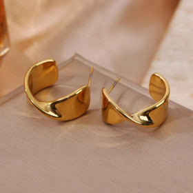 Boucles d'oreilles dorées créoles nœud - 1