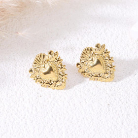 Boucles d'oreilles puces dorée cœurs ex-voto - 1