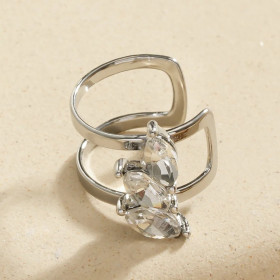Bague d’oreille earcuff argentée feuillage - 1