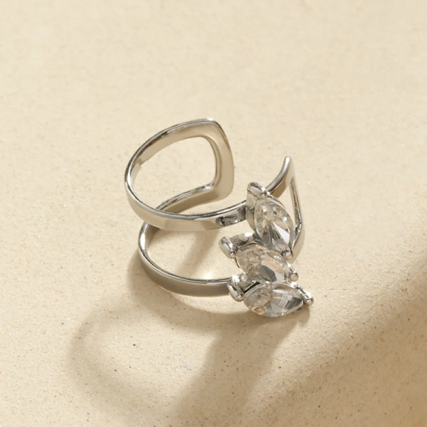 Bague d’oreille earcuff argentée feuillage - 2