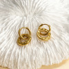 Boucles d'Oreilles Dorées Anneaux Entrelacés Effet Martelé - 2
