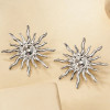 Boucles d’oreilles argentées en forme de soleil lumineux effet miroir
