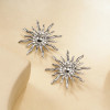 Boucles d’oreilles argentées en forme de soleil lumineux effet miroir - 2