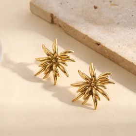 Boucles d’oreilles dorées forme étoile filante à branches allongées - 1
