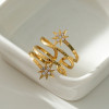 Bague Dorée Quadruple Ligne Double Etoile - 2