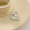 Bague Argentée Multi Anneaux Gravés Avec Strass Et Boules - 1