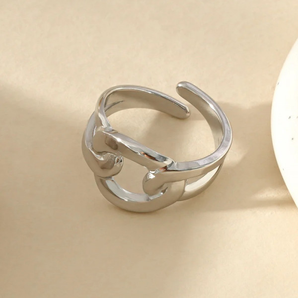 Bague Argentée Chaîne Entrelacée Intemporelle - 1