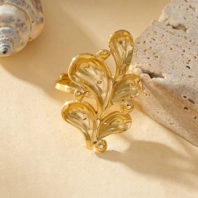 Bague Dorée Ajustable Grande Feuille - 1