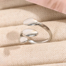 Bague Argentée Ouverte Trois Gouttes Fluides - 1