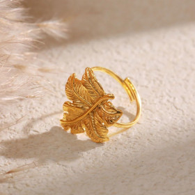 Bague Dorée Ajustable Feuille Enchantée - 1