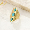 Bague Dorée Ethnique Avec 3 Pierres Turquoises - 1
