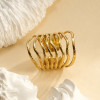 Bague Dorée Ajustable Multi Lignes Ondulées Et Texturées - 2