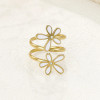 Bague dorée spirale double fleurs blanches - 1