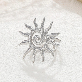 Bague argentée soleil spirale - 1