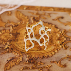 Bague dorée corail blanc - 1