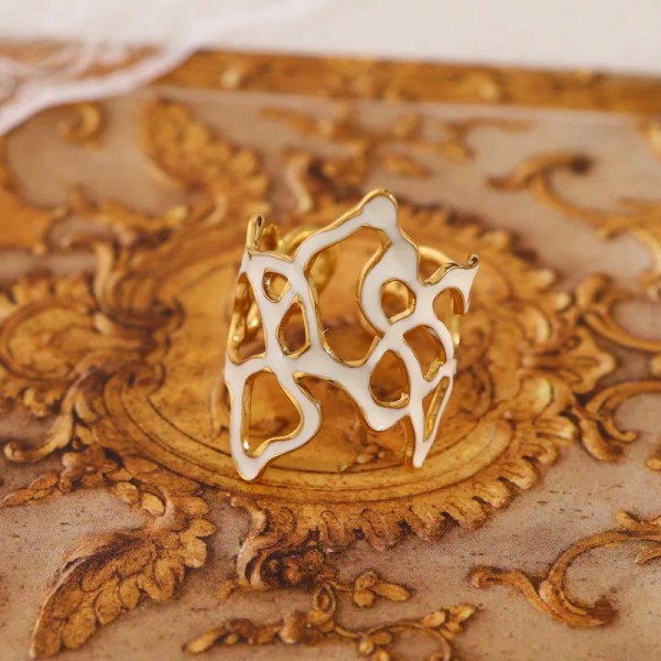 Bague dorée corail blanc - 1