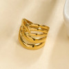 Bague ajustable Dorée Multi-Vagues Entrelacées au Design Moderne - 2