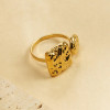 Bague ajustable Dorée Martelée Duo Carré et Rond Ouverts