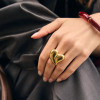 Bague dorée ajustable cœur bombé effet miroir