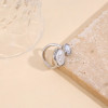 Bague ajustable argentée ouverture avant perle texturé et lisse