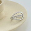 Bague Argentée ajustable Ouverte Double Cercles Entrelacés et Strass - 2