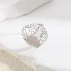 Bague Argentée Ajustable Arbre Ajouré Avec Plaque Feuille - 2