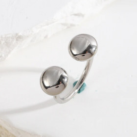 Bague ajustable Argentée Boutons Brillants Sur Pointes - 1