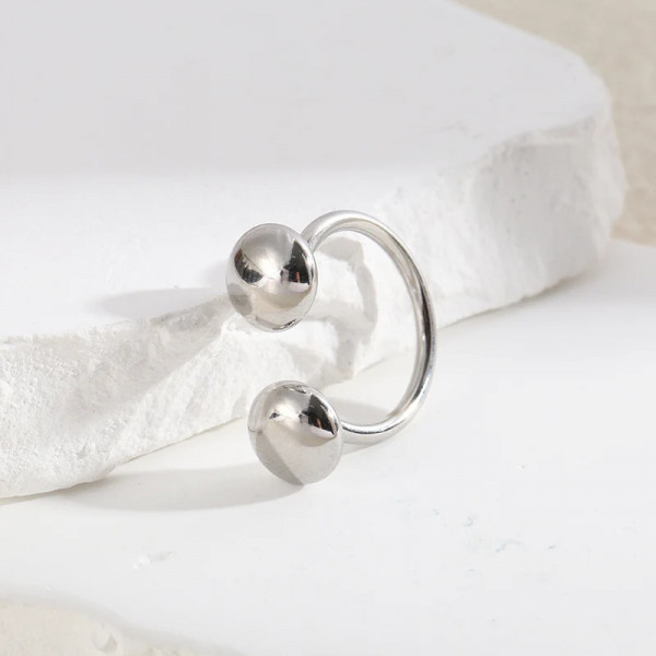 Bague ajustable Argentée Boutons Brillants Sur Pointes - 2