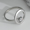Bague ajustable Argentée Anneau Plat Et Strass Rond - 2
