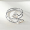 Bague ajustable Argentée Spirale Avec Double Strass Gouttes
