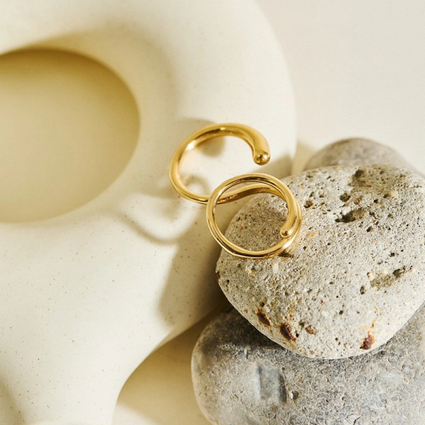 Bague ajustable Dorée à Porter sur Deux Doigts - 2