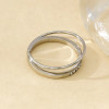 Bague ajustable Argentée Double Anneaux Simple Et Strass - 1